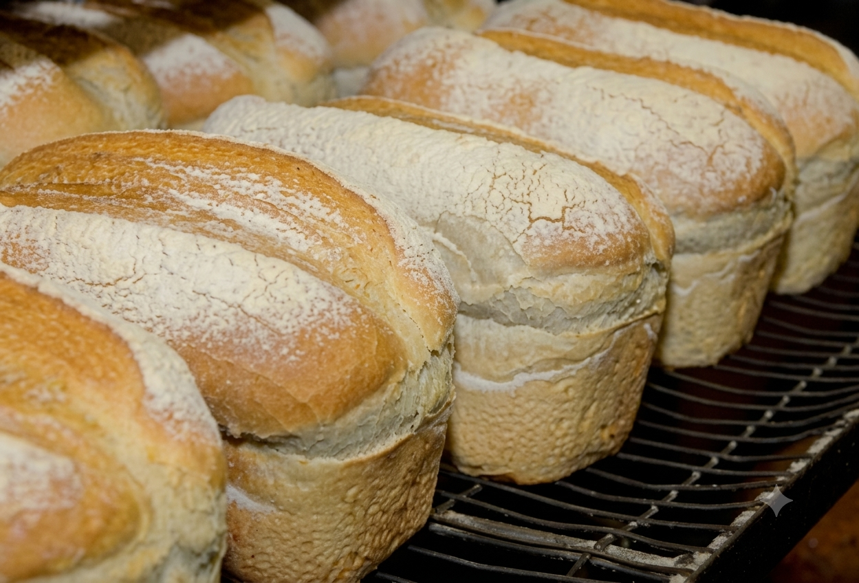 A GlennGarry baker loading fresh loaves