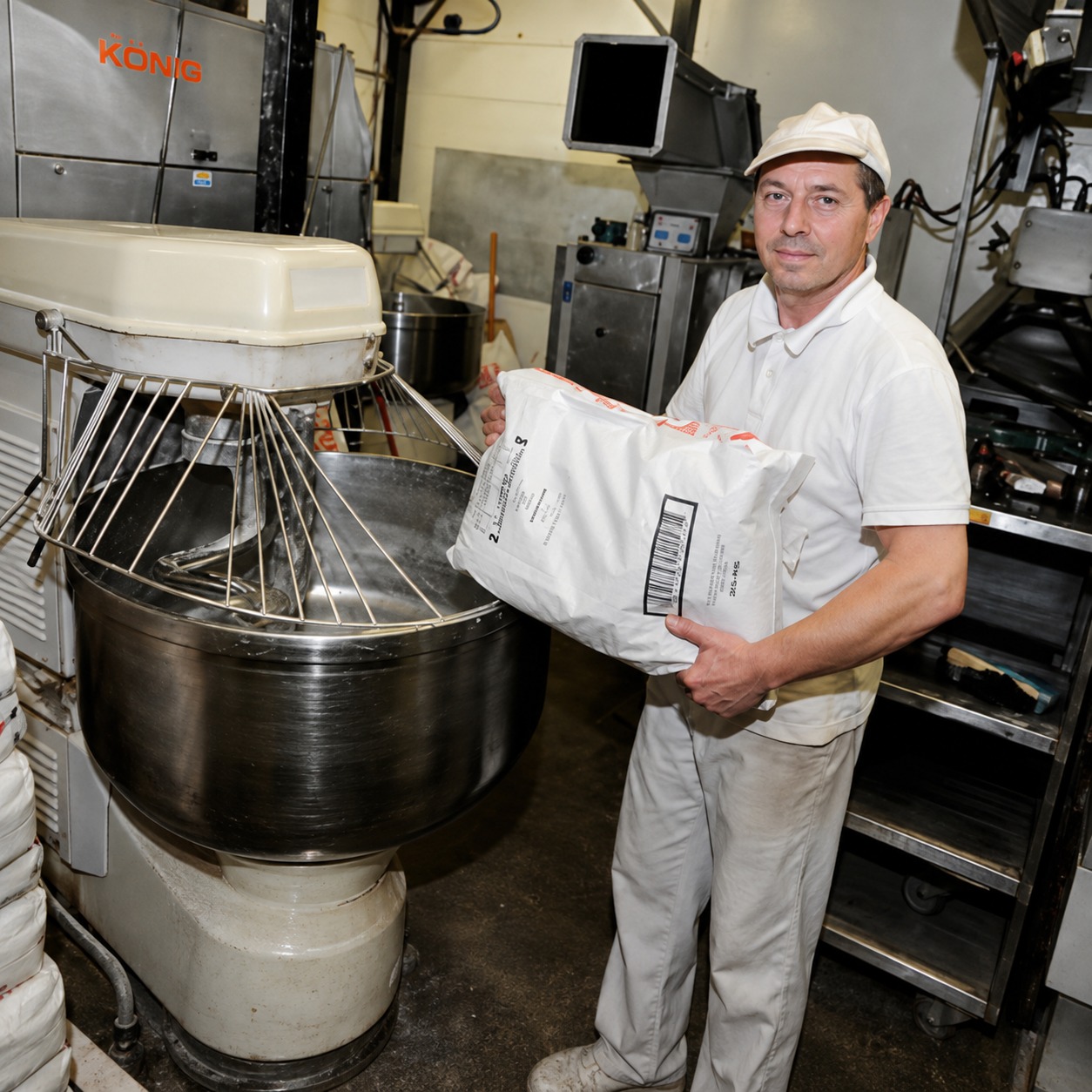 A GlennGarry baker working with daily loaves